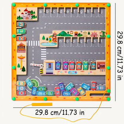 Magnetic Alphabet Maze Learning Toys, Fine Motor Skills Toys, Wooden Learning Letter Puzzle Board, Kids Preschool Learning Activities, Toys