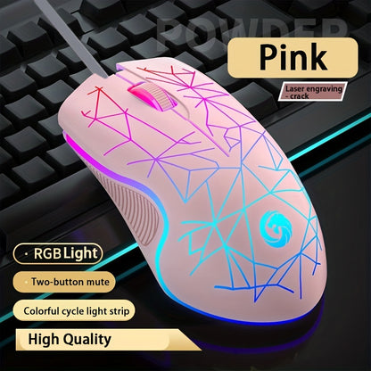 Colorful Mute Wired Gaming Mouse 1600 DPI Magic 3 Button USB Mouse With RGB Backlight Mute Mice For PC Gamer Computer Laptop Mouse Mice