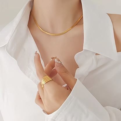 1pc-Stainless Steel Plated Chain Herringbone Necklace Choker Necklaces For Women Girl Gifts Jewelry