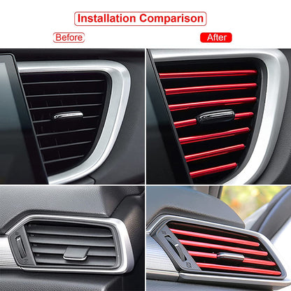 10pcs 20cm Car Air Conditioner Decoration Strip For Vent Outlet, U Shape Moulding Trim Strips, Styling Car Door Edge Corner Protector