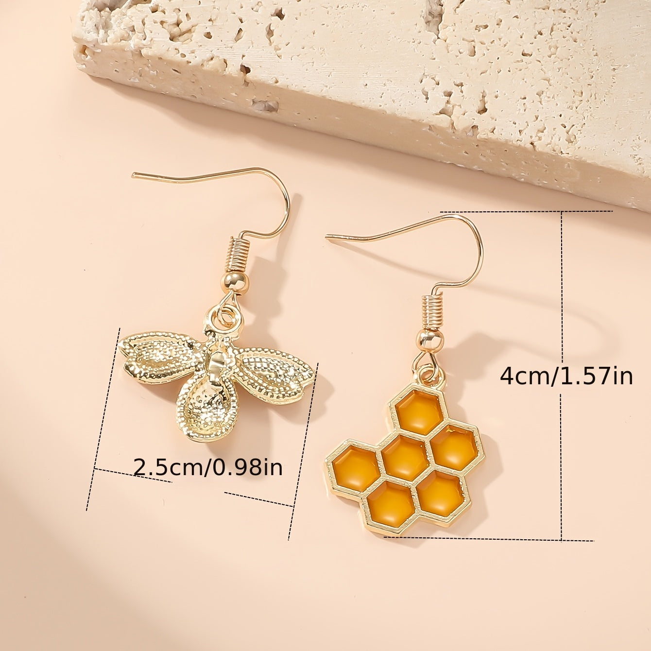 Bee & Honeycomb Decor Mismatched Drop Earrings Fashion Jewelry For Women Daughter