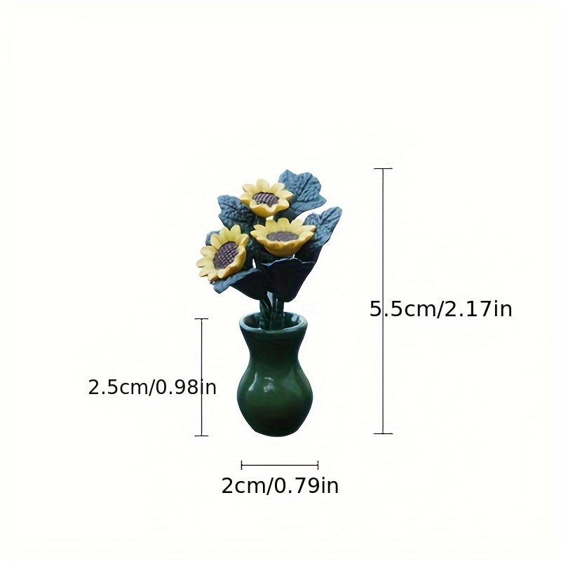 1pc Car Interior Resin Mini Sunflower Vase Car Dashboard Rearview Mirror Car Accessories Ladies Gift