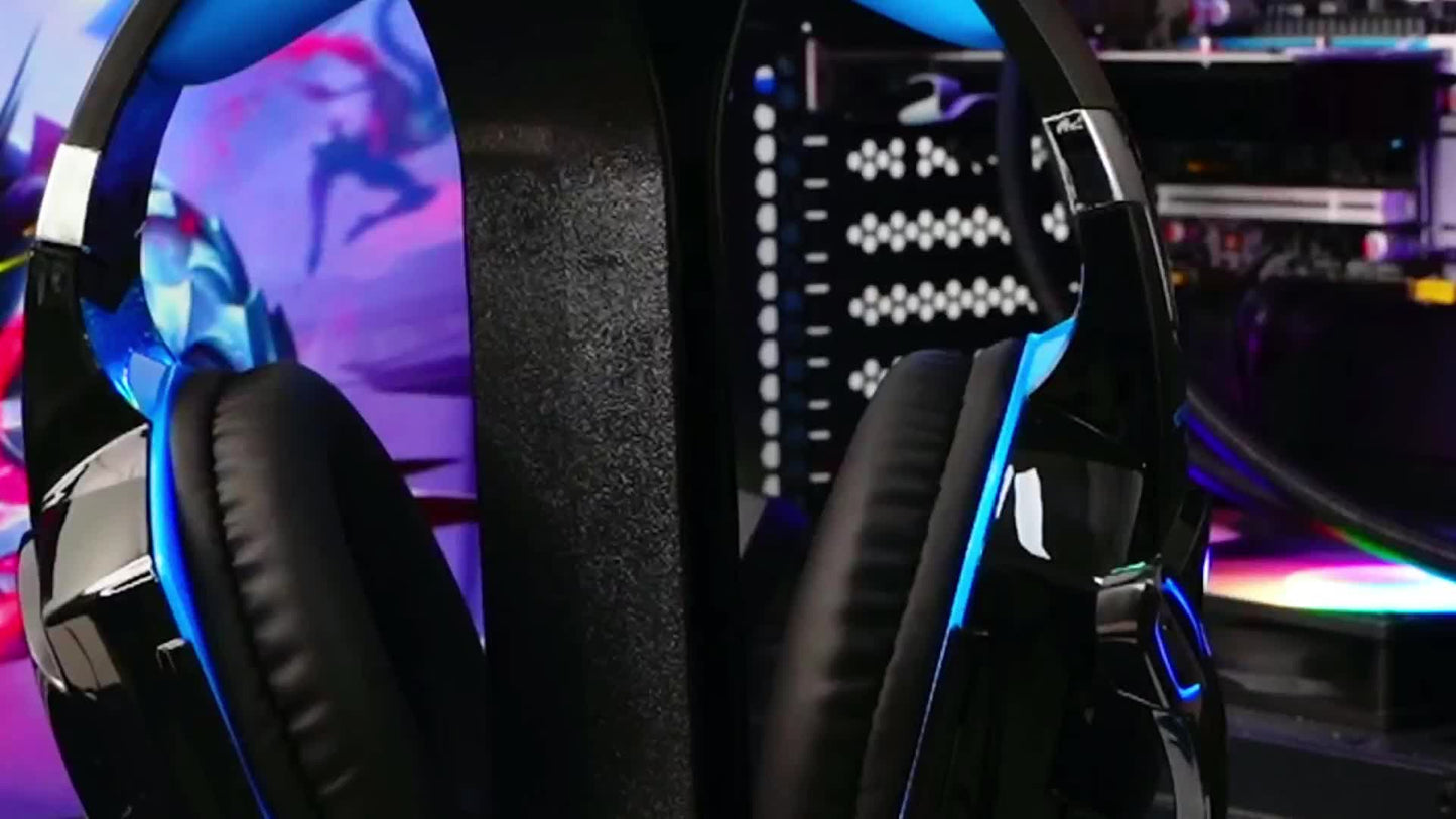 G2000 Gaming Headset, Surround Stereo Gaming Headphones With Noise Cancelling Mic, LED Lights & Soft Memory Earmuffs For PS5/ PS4/ Xbox One/Switch/PC Mac Computer Games