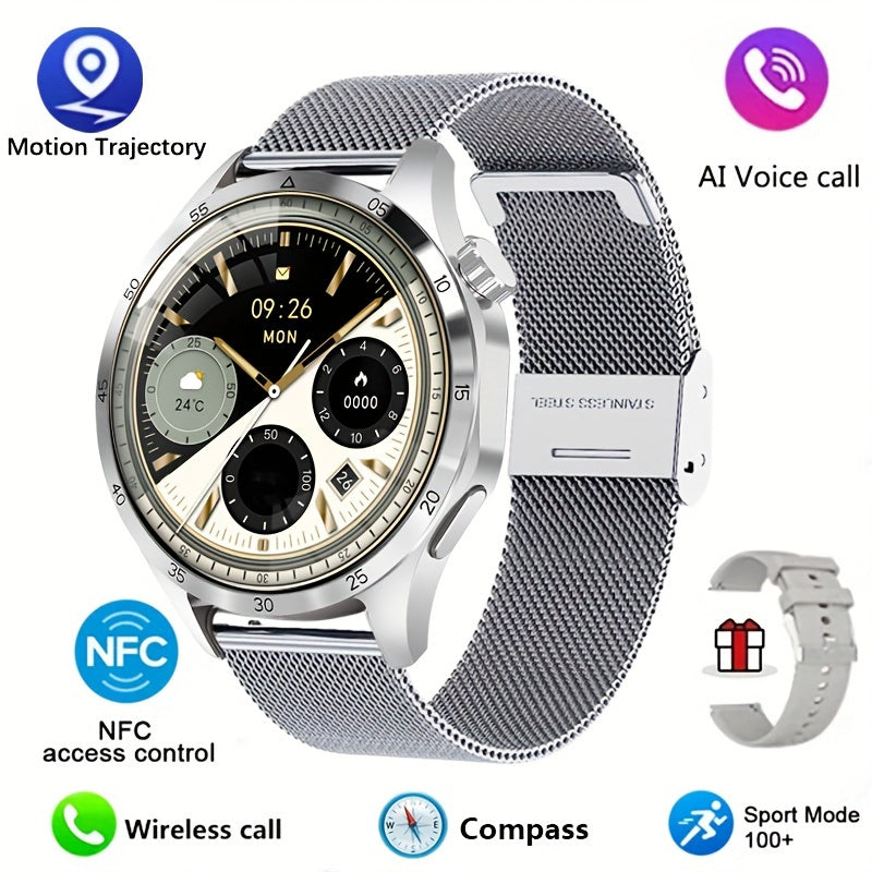 2025 New NFC Smart Watch For Men GPS Motion Trajectory 360*360 HD Screen AI Voice Wireless Call Smartwatch Sports Watch For Men Father'S Day Gift