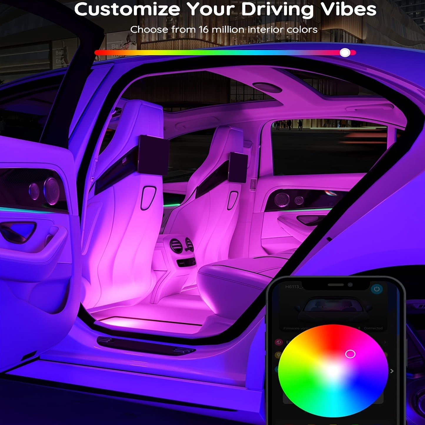 4 LED Smart Car Light Strips, 12V Music Synchronized Color-changing Light Strips, App, 44-key Remote Control, DIY Mode Brightness Adjustment Lights, For Various Car Models