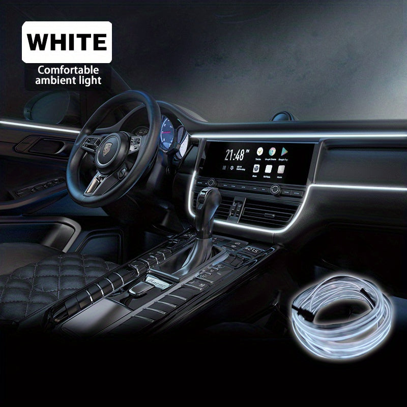 Automobile interior LED decorative lights, EL neon light strips, ambient lighting, modern car decoration, flexible LED light strips, long-lasting illumination, LED mood lighting, for night drivers, a must-have for car owners.