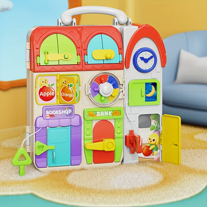 Montessori Busy Board For Toddlers 1-3 W/Bilingual Music, 20+ Activity Toddler Educational Toys Age 1-2, Busy Board Toy For 1 2 3 Year Old Boy Girl Christmas Birthday Gift