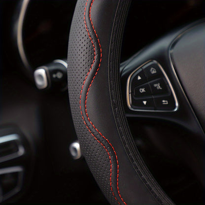 Luxurious PU Leather Steering Wheel Cover - 3D Comfort, No Inner Ring, Car Accessories Christmas Gift