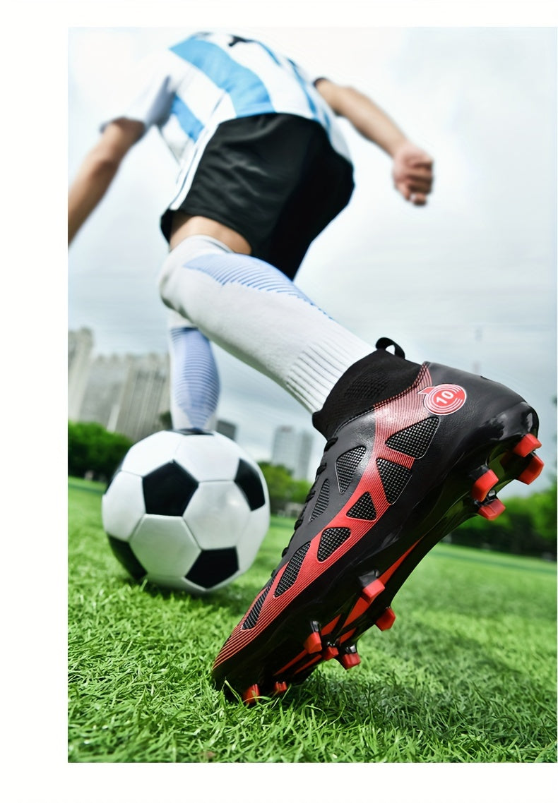 Professional Soccer Cleats, Football Shoes With Long Nail, Non-slip Breathable High Top Fashion Athletic Sneakers