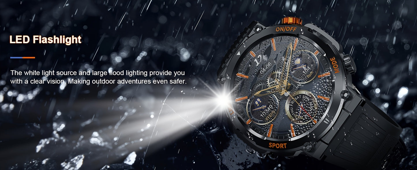 QTLLBT Smart Watch, Wireless Phone Answering, Outdoor Sports Watch, LED Light, High Quality, Compass Fitness Tracker, Pedometer, MMS Display, Suitable for Android, iPhone, Mobile Phone, Smart Watch for Men And Women, Gift