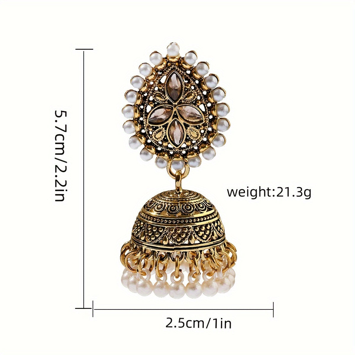 Stunning Bollywood-Inspired Drop Earrings - Women Jewelry - Retro Flower and Lantern Design, Golden or Silvery Finish, Daily Outfit and Party Accessories with Unique Style