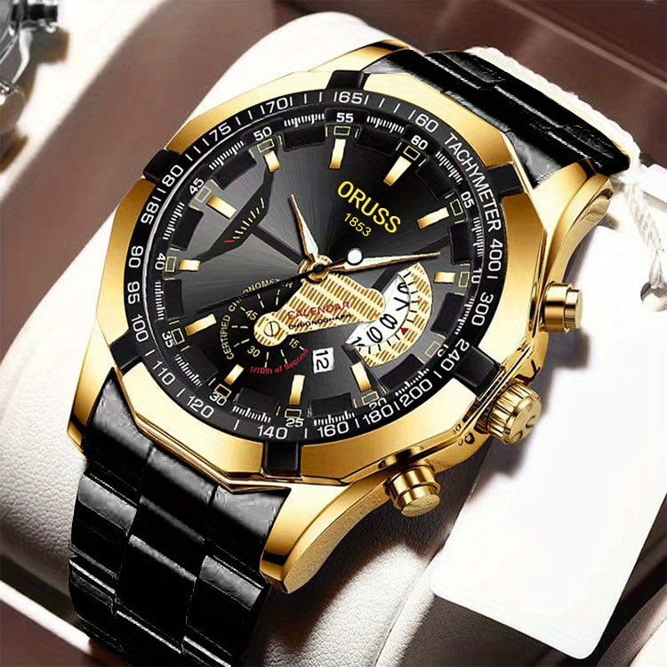 Authentic Mens Business Sports Watch - Radiant Luminous Dial with Dual Calendar - Domineering & Stylish - High-Grade Korean Design - Minimalist yetSophisticated