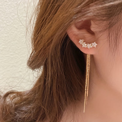 Five-pointed Star Tassel Chain Long Earrings Female Party Jewelry Gift
