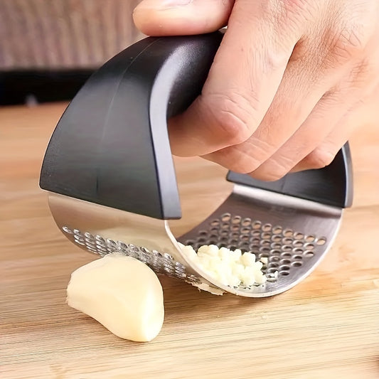 1pc, Garlic Press, Stainless Steel Garlic Press, Rocker Metal Garlic Mincer, Washable Garlic Crusher, Kitchen Garlic Chopper, Garlic Masher, Kitchen Stuff, Kitchen Gadgets, Apartment Essentials, College Dorm Essentials Kitche