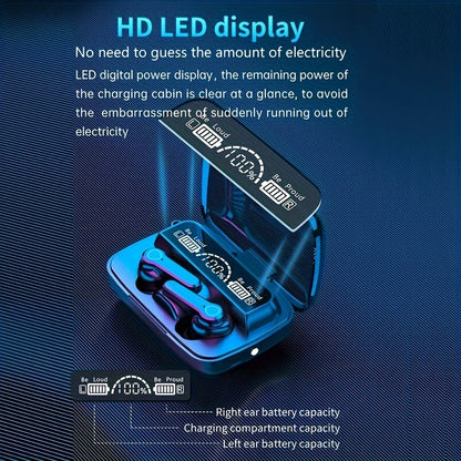 Konroy Wireless Earbuds, HiFi Digital LED Display Stereo Gaming Earbuds Wireless Headphones, TWS Wireless Earphones In-Ear Ear Buds, For Gaming, Workout, Sports, Work, Running, Gym