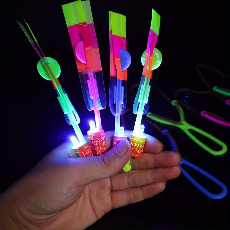 5pcs/10pcs Led Lighting Up Luminous Toy Flying Slingshot Flying Toys Toys Xmas Decor Light Quickly Fast Catapult