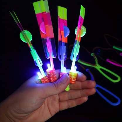 5pcs/10pcs Led Lighting Up Luminous Toy Flying Slingshot Flying Toys Toys Xmas Decor Light Quickly Fast Catapult