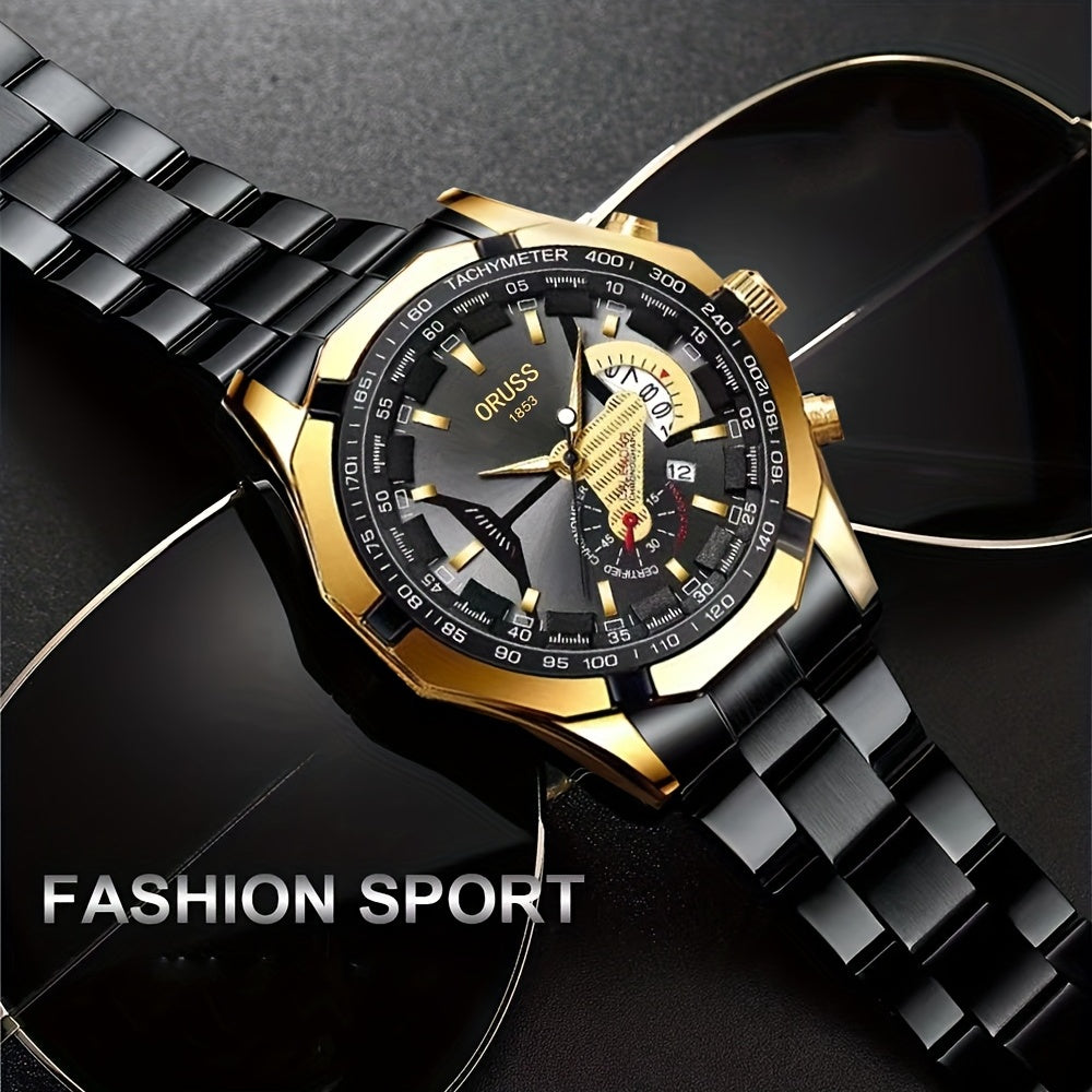 Authentic Mens Business Sports Watch - Radiant Luminous Dial with Dual Calendar - Domineering & Stylish - High-Grade Korean Design - Minimalist yetSophisticated