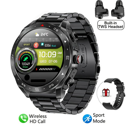 2025 New Men's 1.52-in-1 SmartWatch, Sports Device with TWS Earphones, Wireless Call, Outdoor Exercise SmartWatch, 400mAh Battery, Sleeping Men SmartWatch