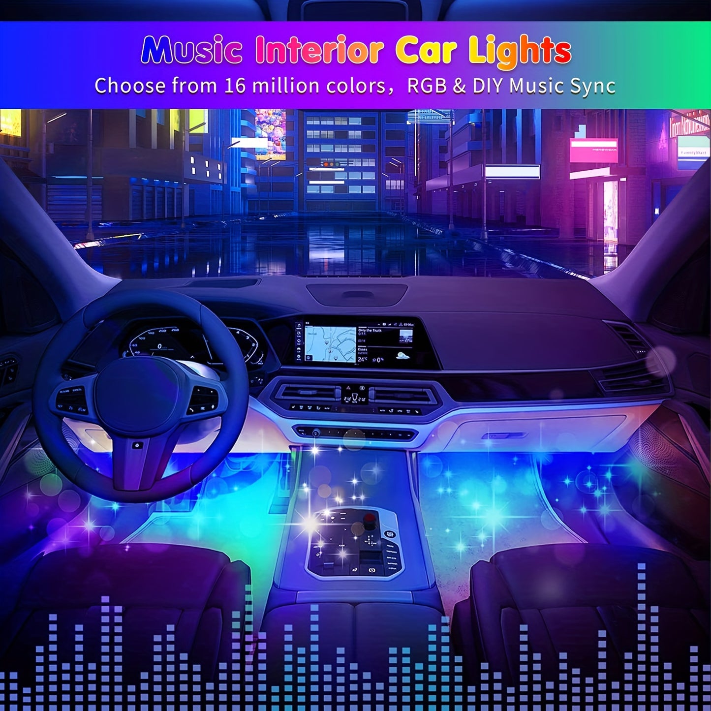 4 LED Smart Car Light Strips, 12V Music Synchronized Color-changing Light Strips, App, 44-key Remote Control, DIY Mode Brightness Adjustment Lights, For Various Car Models