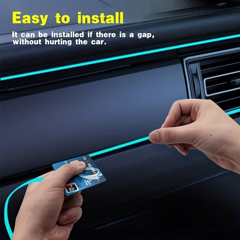 Automobile interior LED decorative lights, EL neon light strips, ambient lighting, modern car decoration, flexible LED light strips, long-lasting illumination, LED mood lighting, for night drivers, a must-have for car owners.