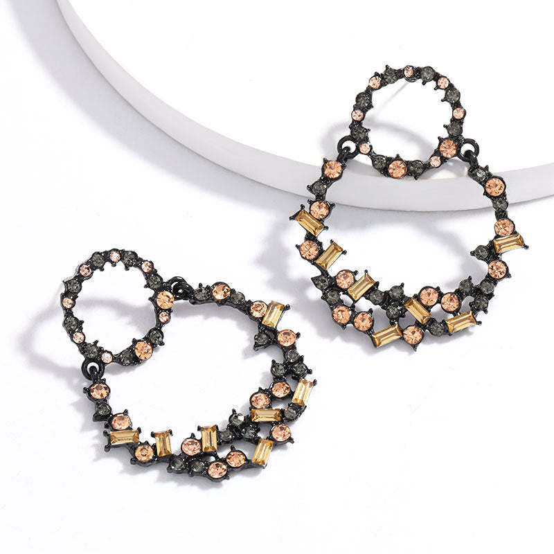 Fashion Exaggerated Glass Diamond Rhinestone Set Diamond Earrings