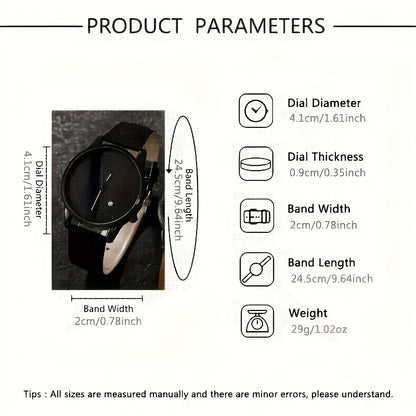 4pcs Men's Fashion Watch Set, Quartz Movement, Round Zinc Alloy Case, Faux Leather and Stainless Steel Strap, Battery Powered with Multiple Time Zones & Date Function - Perfect for Valentine's Day, Easter, Ramadan, Birthday,