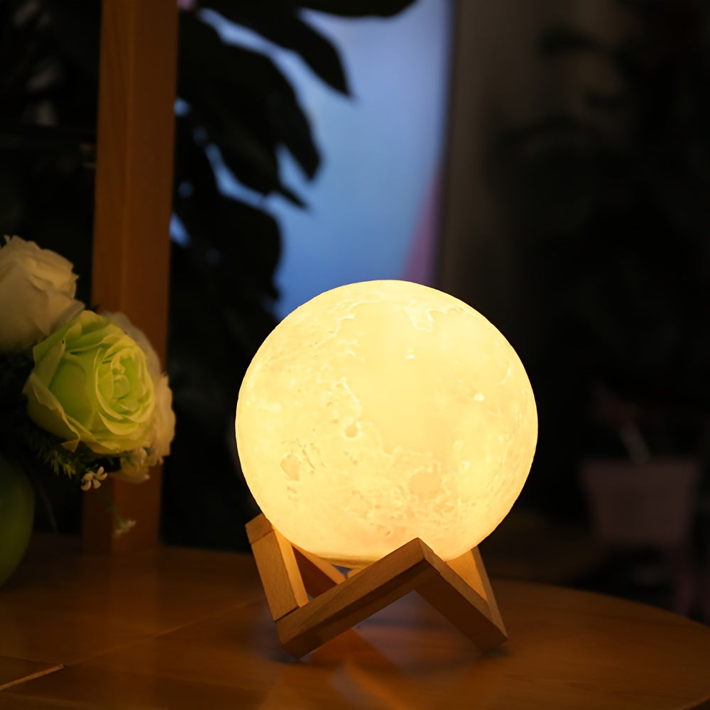 1pc, Moon Lamp, LED Night Light 3D Printing Moon Light, Moon Light Lamps For Friends Lover Birthday Gifts, Ramadan Kareem, Scene Decor, Room Decor, Mother's Day Gift, Mother's Day Decor