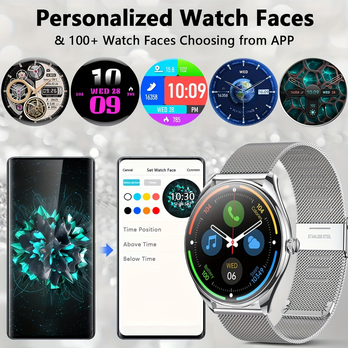 Ultra Thin Smartwatch For Men And Women Gift, 3.63 Cm Full Touch Screen With SMS And Make/Answer Call, For Android/IPhone, Fitness Activity Tracking Watch, Many Sport Modes, Pedometer, Distance, 100+ Exercise Modes