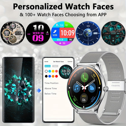 Ultra Thin Smartwatch For Men And Women Gift, 3.63 Cm Full Touch Screen With SMS And Make/Answer Call, For Android/IPhone, Fitness Activity Tracking Watch, Many Sport Modes, Pedometer, Distance, 100+ Exercise Modes