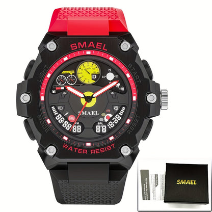 SMAEL Racing Dashboard Design Outdoor Sports Watch - LED Stopwatch Quartz - For Men & Women - Suitable for Sports & Outdoor Activities - Perfect Gift for Adventurers & Sports Enthusiasts