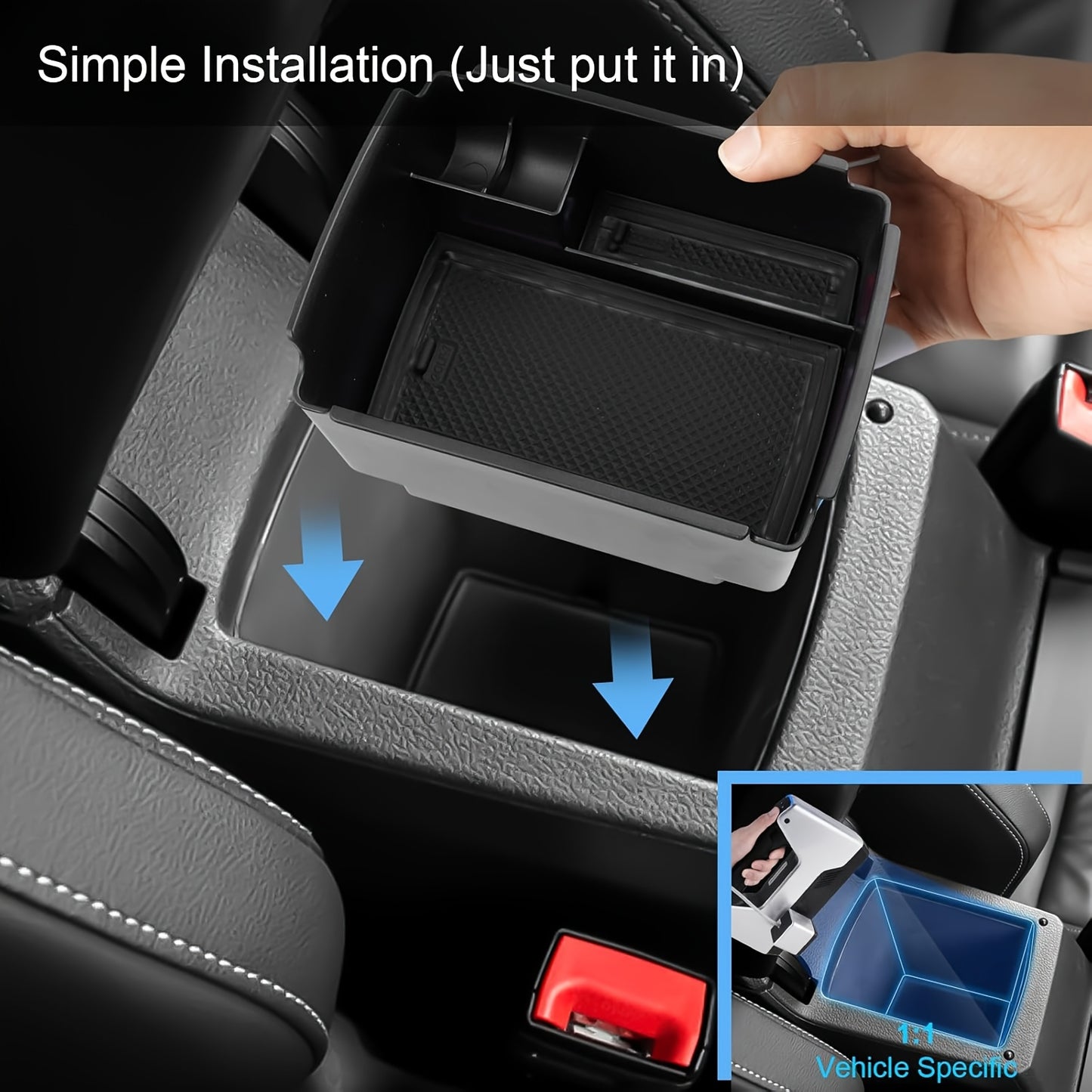 For VW Golf 7/GM7 VII 5G GTI R Center Console Tray - Sleek Black ABS Storage Box with Cup Holder & Organizer for a Neat Car Interior, Custom Fit for Golfing Enthusiasts, Car Interior Accessories | Sleek ABS Tray | Durable ABS