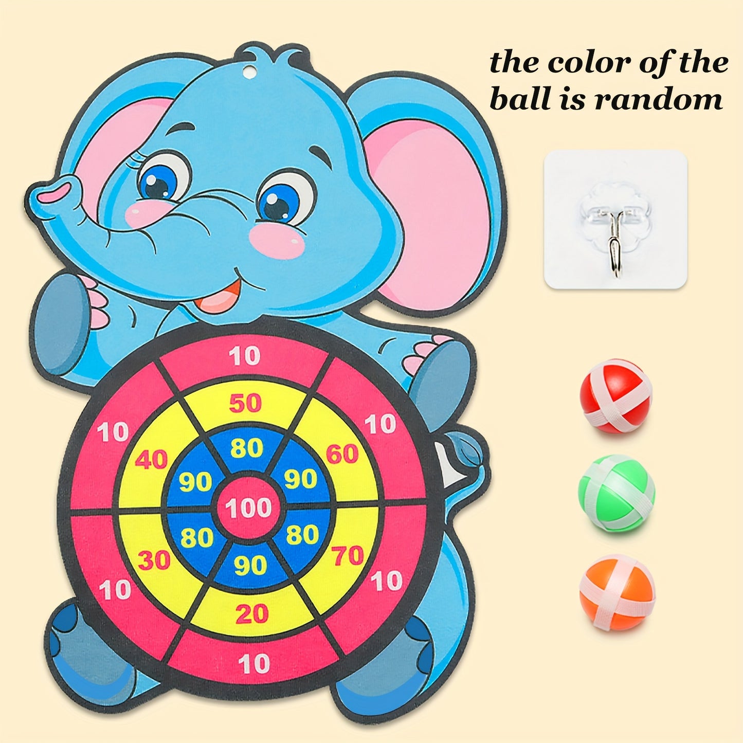 Children's Elephant Sticky Ball Dart Board Cartoon Pattern Ball Toys Parent-Child Interaction Throwing Target Ball, Indoor Outdoor Safe Classic Dart Board Game For Kids