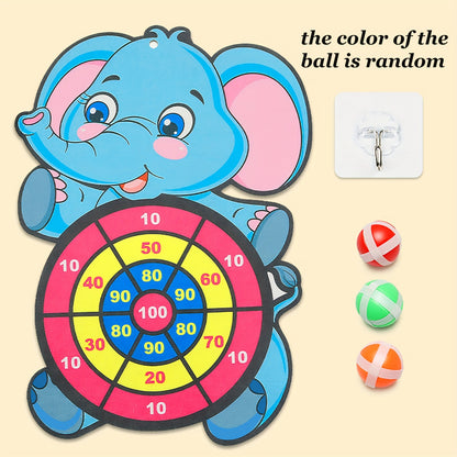 Children's Elephant Sticky Ball Dart Board Cartoon Pattern Ball Toys Parent-Child Interaction Throwing Target Ball, Indoor Outdoor Safe Classic Dart Board Game For Kids