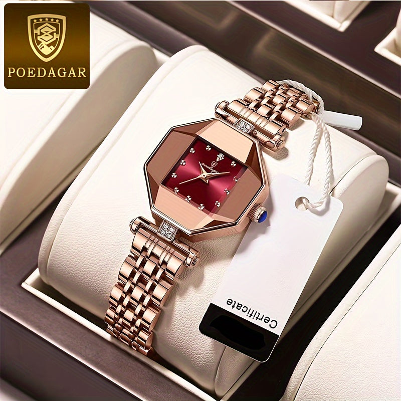 Poedagar Fashion Luxury Watches Stainless Steel Strap Quartz Watch Ideal Choice For Gifts Gifts For Eid