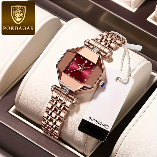 Poedagar Fashion Luxury Watches Stainless Steel Strap Quartz Watch Ideal Choice For Gifts Gifts For Eid