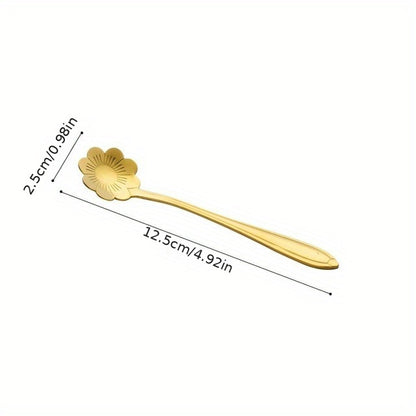 8pcs Flower Spoon Set Small Teaspoon Coffee Spoon Cute Ice Cream Dessert Honey Spoon Stainless Steel Kitchen Props