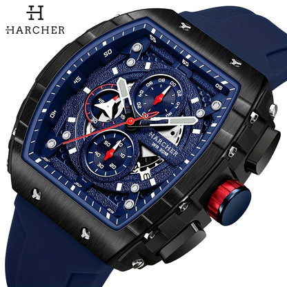 H Men Wristwatches, High-Accuracy Quartz Movement, Silicone Band, Waterproof, Calendar, Multi-Functional Design, Men's Dress Watches