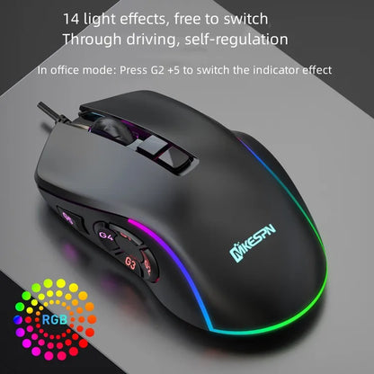 MKESPN  X9 RGB Macro Defines a Programmable 6D Gaming Wired Mouse10 Buttons Gaming Mouse  E-sports Mice