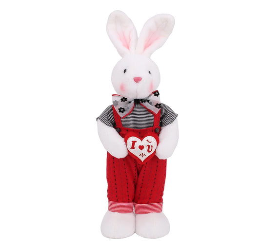 Zaves Valentine's Day Red Plush Rabbit Comforter 33cm Standing Customizable Soft Toy with PP Cotton Filling for Unisex