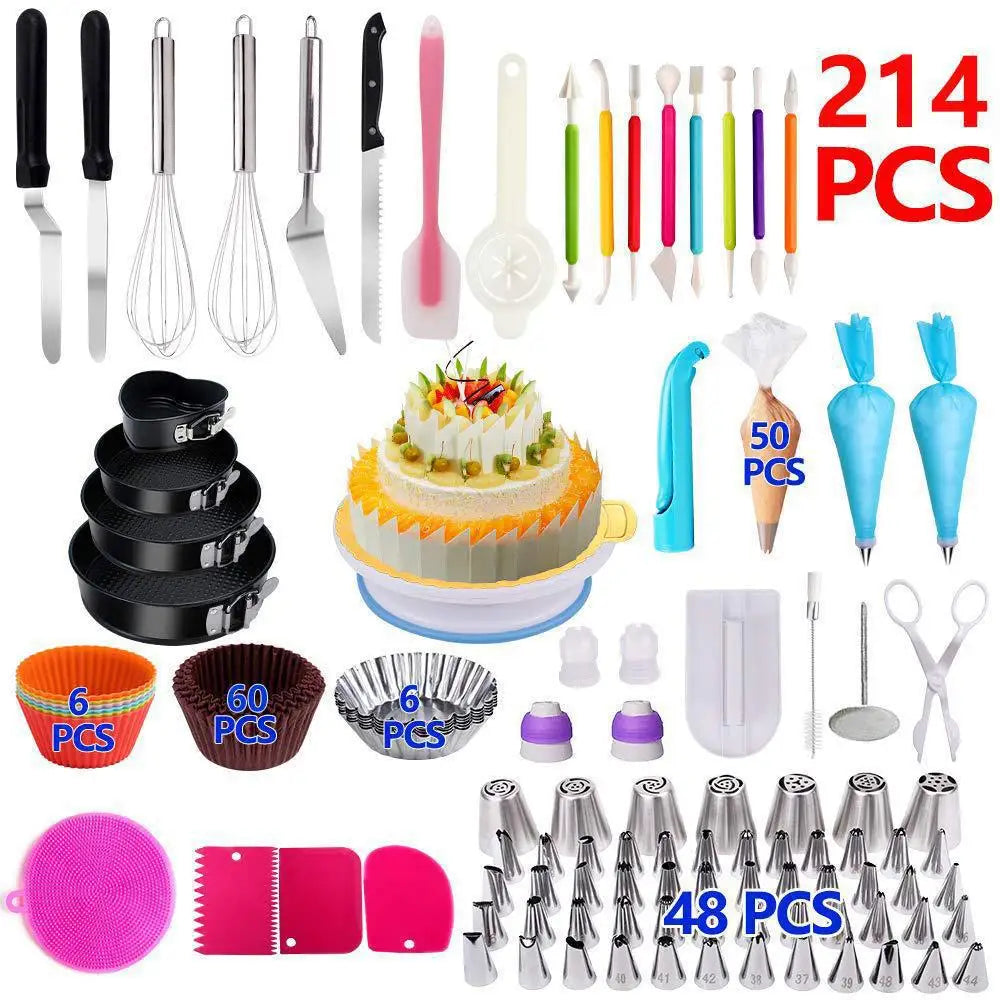 Kitchen Accessories Cake Decorating Supplies Turntable Tools Icing Nozzles Cake Decor Kit Baking Pastry Tools Silicone Spatula