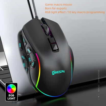 MKESPN  X9 RGB Macro Defines a Programmable 6D Gaming Wired Mouse10 Buttons Gaming Mouse  E-sports Mice