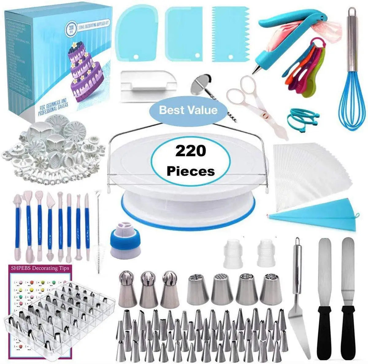 Kitchen Accessories Cake Decorating Supplies Turntable Tools Icing Nozzles Cake Decor Kit Baking Pastry Tools Silicone Spatula