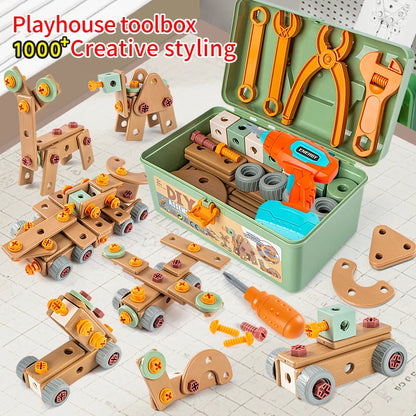 Kids DIY Play House Toolbox Toy Set Simulation Assembly Disassembly Electric Toy Screw Drill Repair Tool Educational Puzzle Toy