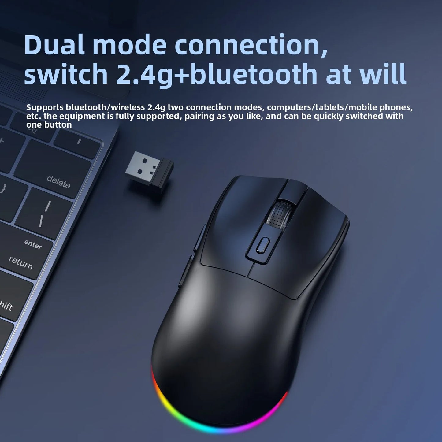 Hot Sale Lightweight Cross-Border Crack Gaming Mouse 2.4G Dual-Mode Charging Light Base for Office & Gaming