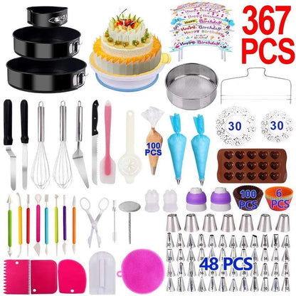 Kitchen Accessories Cake Decorating Supplies Turntable Tools Icing Nozzles Cake Decor Kit Baking Pastry Tools Silicone Spatula