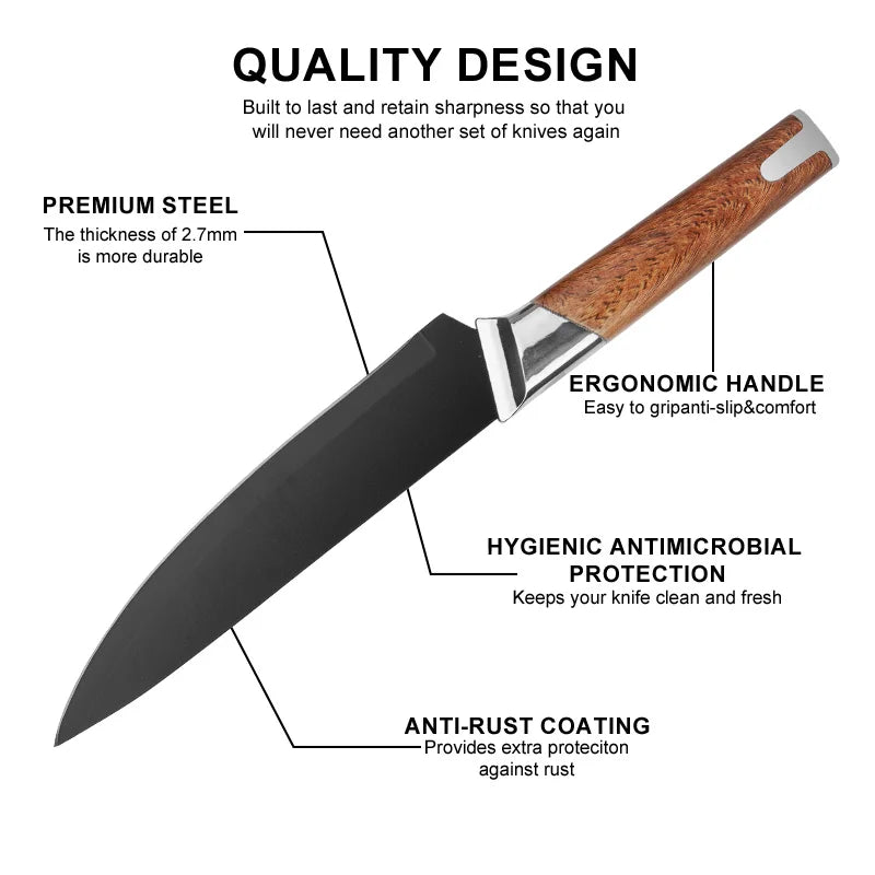 Wholesale 13-Piece Stainless Steel Chef Knife Set Super Sharp Nonstick Coated  Kitchen Knives with Universal Knife Block