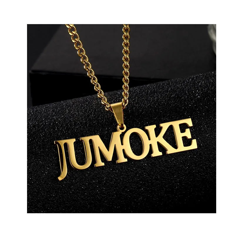 Customized Name Necklace Personalized Stainless Steel Gold Plated Nameplate Jewelry for Men Women Cuban Link Chain Necklaces