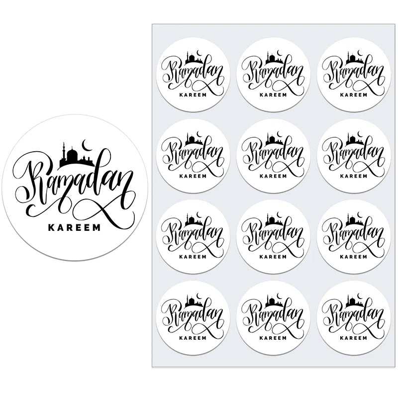 3.5/4.5cm Ramadan Mubarak Decorative Stickers Ramadan Kareem Muslim Religion Festival Holidays Greeting Card Decor
