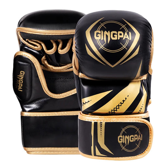 For Professional 12oz Half-Finger Leather MMA Training Gloves for Kick Boxing & Mixed Martial Arts-Gym Use